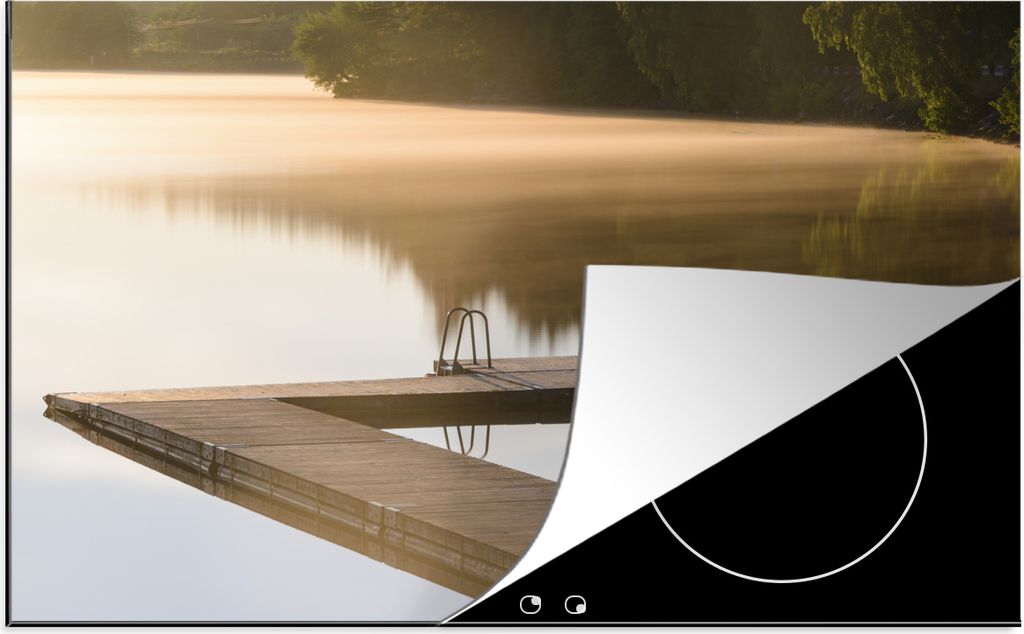 KitchenYeah Herdabdeckplatte Skandinavischer Steg über dem Wasser , 81x52cm, Küche Deko, Ceranfeld Herdabdeckung, Abdeckplatte fùr Kochfeld