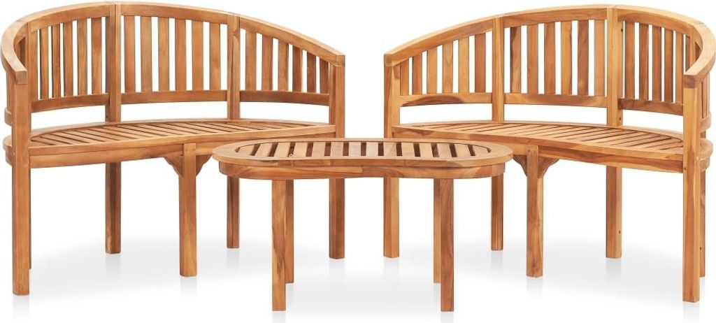 The Living Store 3-tlg. Garten-Lounge-Set Massivholz Teak Produktbild 