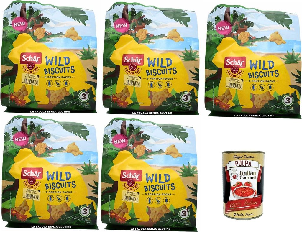 Schar Biscotti wild biscuits senza glutine e senza lattosio, Glutenfreie und laktosefreie Kekse, gluten free e lactose free biscuits 5x 155 + Itali...