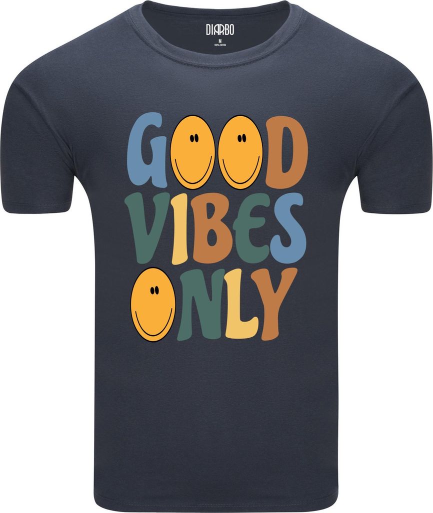 Diarbo Herren T-Shirt mit Lustigem Druck Nur gute Stimmung Dunkelgrau Gr.XXL