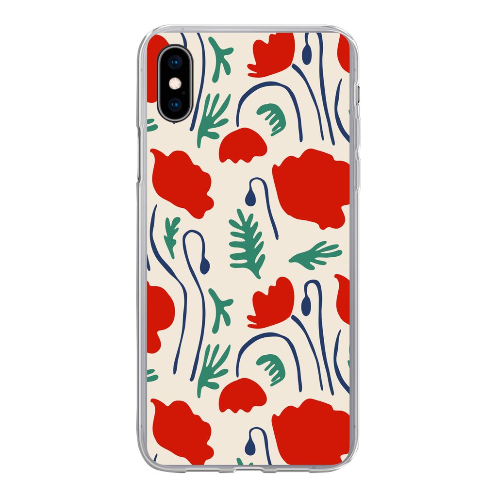 MuchoWow Handyhülle Schutzhülle Hülle für iPhone Xs Blumen - Rose - Muster Silikon Softcase Handy Hülle - Handytasche
