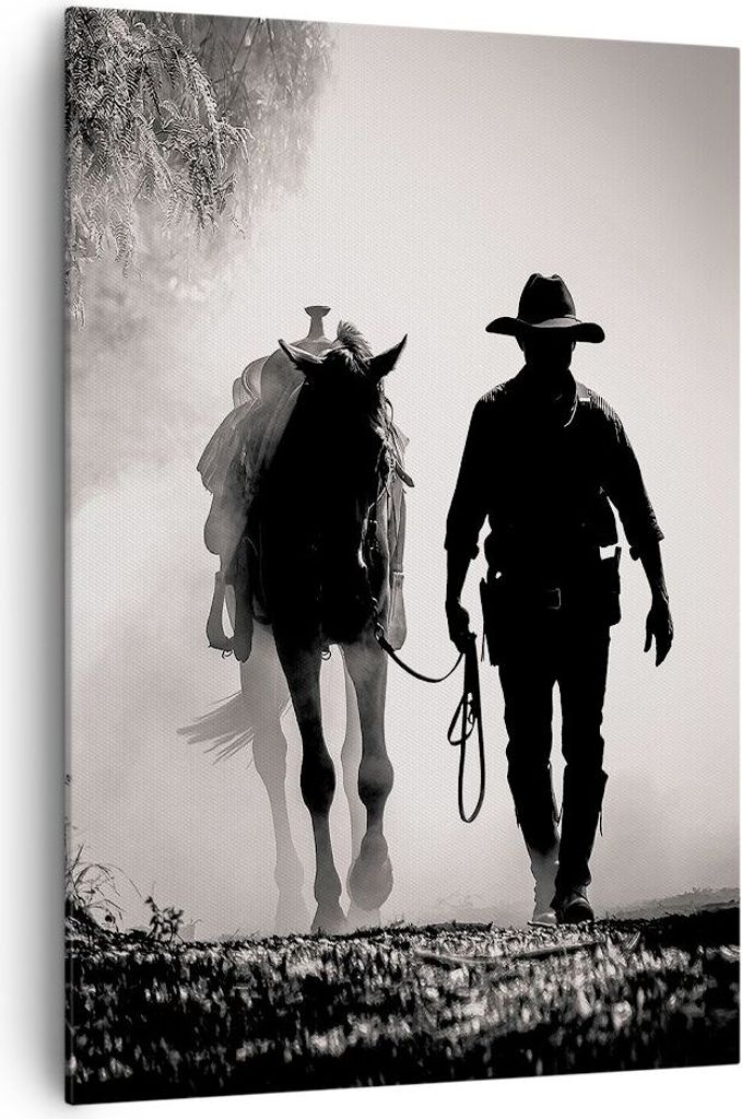 Bild auf Leinwand - Leinwandbild - Einteilig - Cowboy Pferd Shady - 70x100cm - Wand Bild - Wanddeko - Wandbilder - Leinwanddruck - Wanddekoration -...