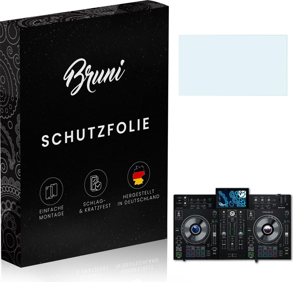 Bruni Basics-Clear 2x Schutzfolie kompatibel mit Denon DJ Prime 2 Folie