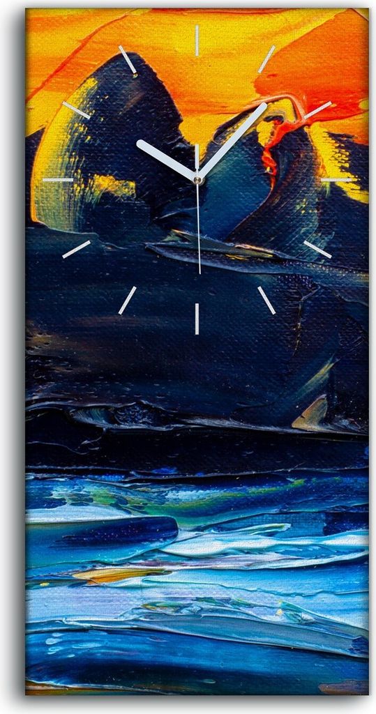 Küchenuhr Bürouhr Leinwand Uhr Geräuschlos 30x60 Malerei Aquarell farbenfroh - weiße Hände