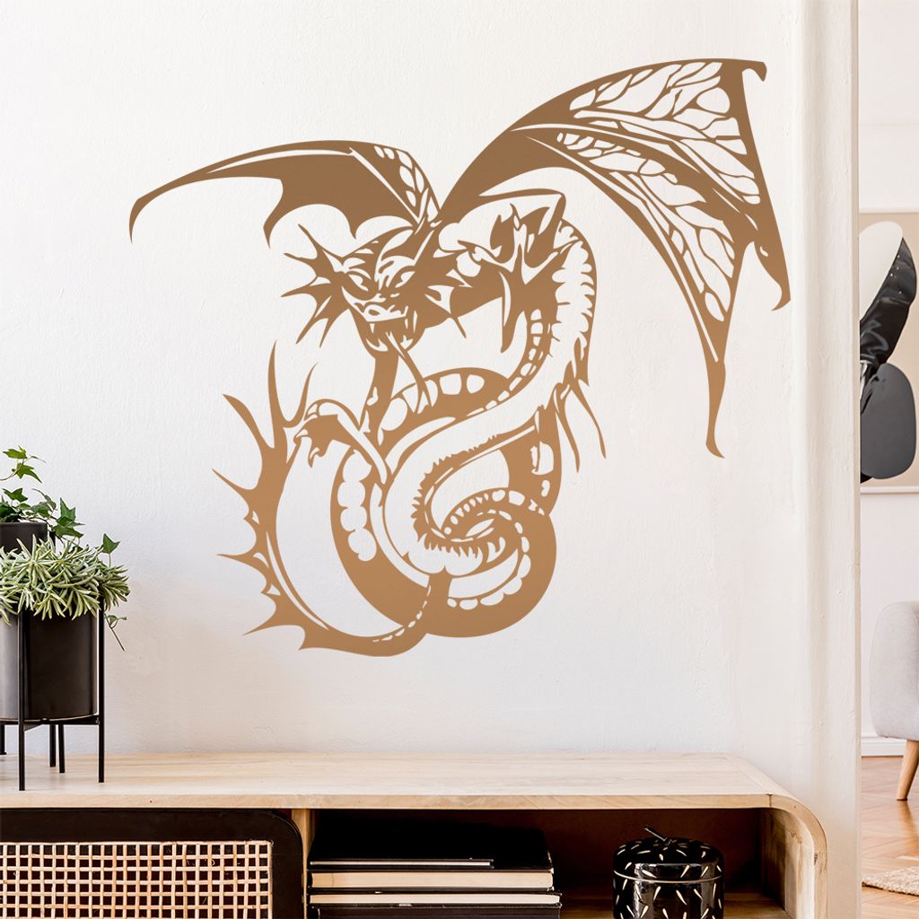 Drachen Biest Wandtattoo in 6 Größen - Wandaufkleber Wall Sticker - Dekoration, Küche, Wohnzimmer, Schlafzimmer, Badezimmer