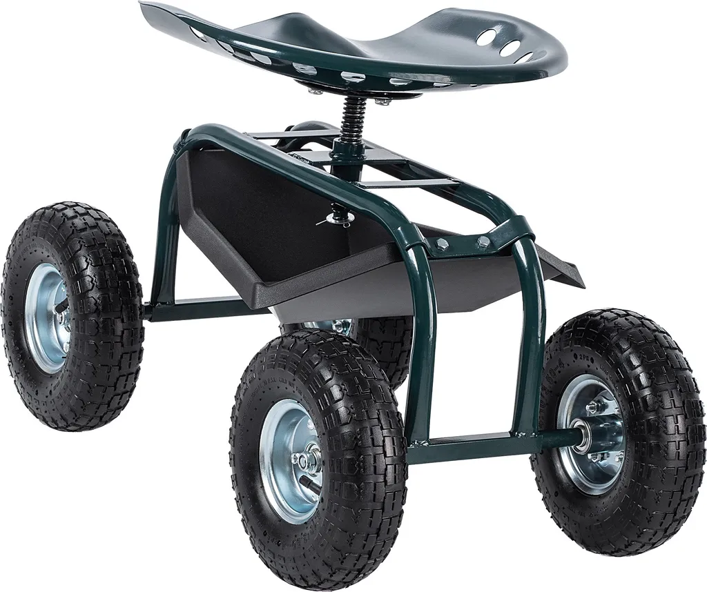 KADAX Sedia da Giardino su Rotelle 2in1 - Sgabello con Contenitore - 9