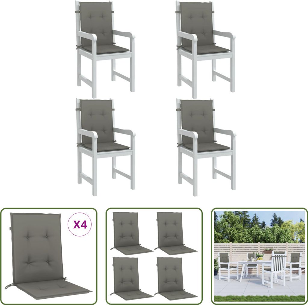 The Living Store Niedriglehner-Auflagen 4 Stk. Dunkelgrau 100x50x4 cm Stoff