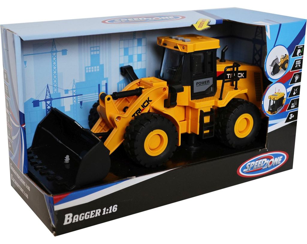 Speedzone Bagger Spielzeug mit Licht und Sound - Friktion 1:16