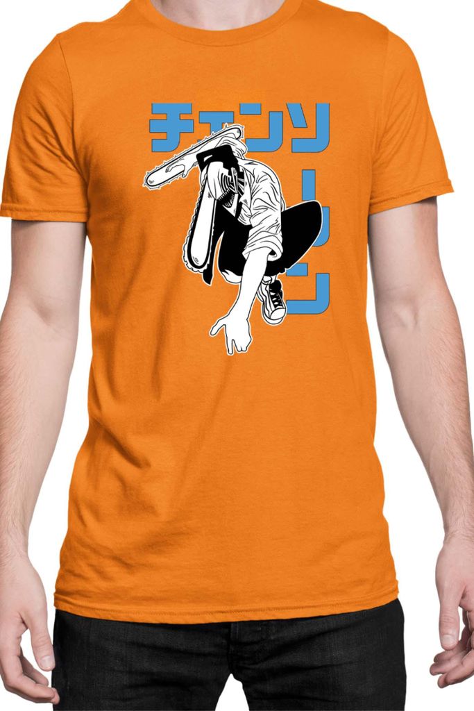 Herren T-Shirt Manga Japan Anime Comics Animation Chainsaw Anime manga Man 06, Man 2XL / Orange