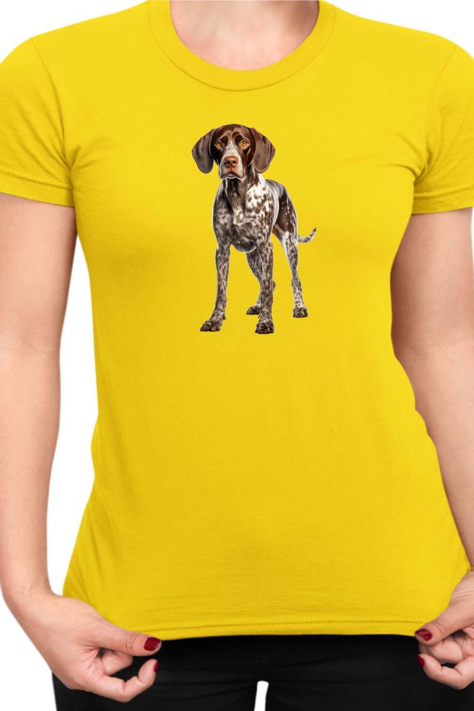 Damen T-Shirt Dogs Breeds German Shorthaired Pointer Dog Breed 005, Lady M / Gelb