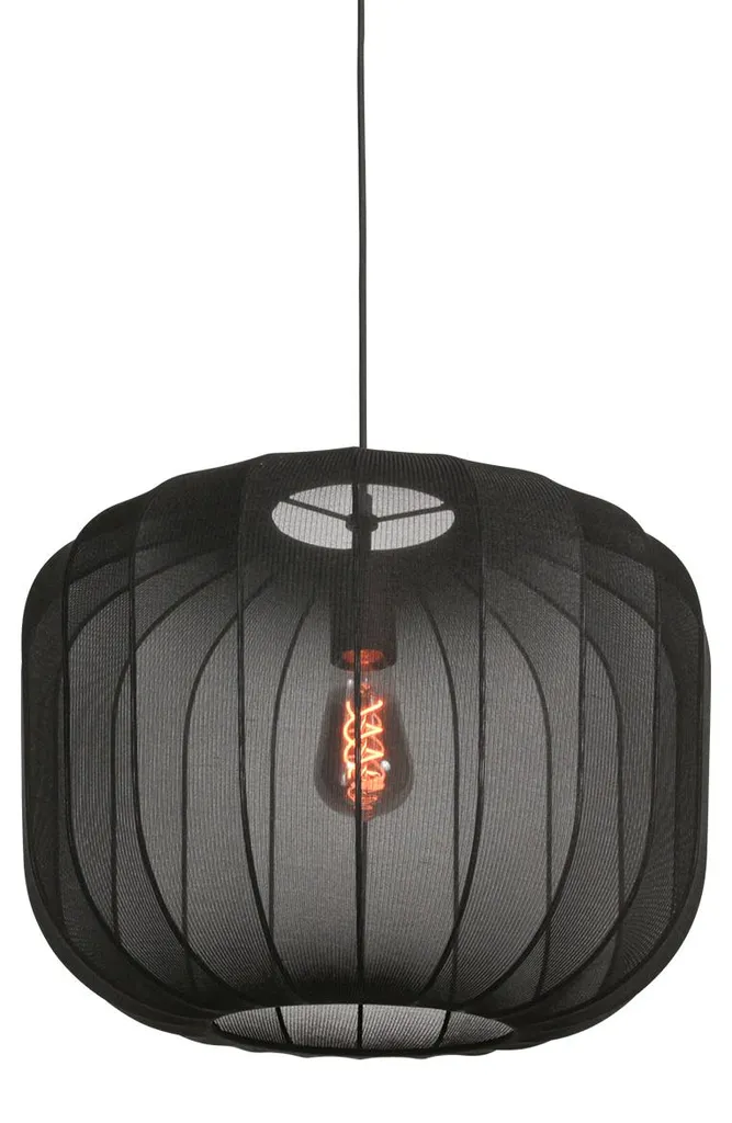 Suspension lin noir Anne Lighting : fini l'éblouissement, Ø 45 cm E27