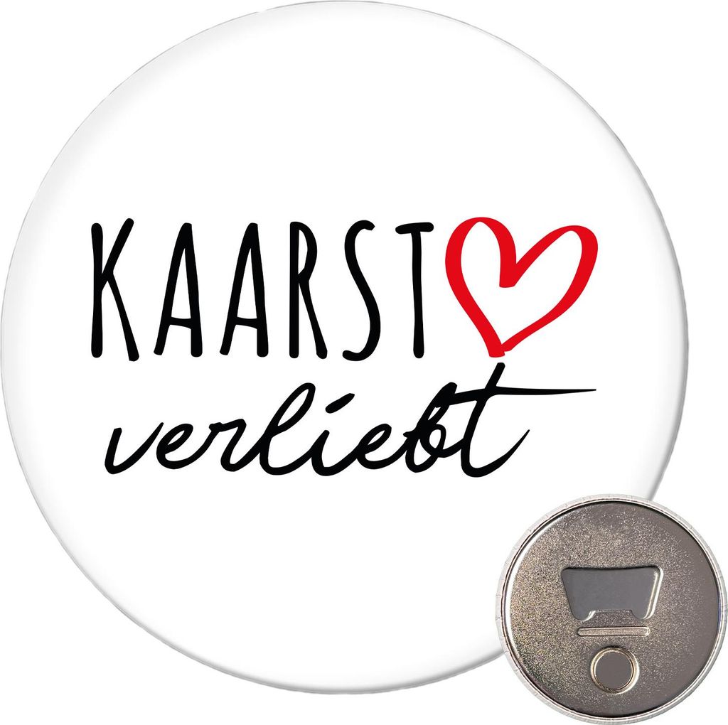 Huuraa Magnet Kaarst verliebt 59mm Kühlschrankmagnet rund Flaschenöffner Geschenkidee