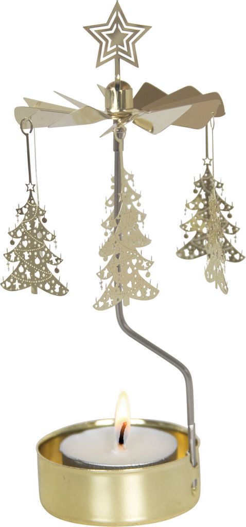 Goldener Weihnachtsbaum Teelichtkarussell - Pluto Design