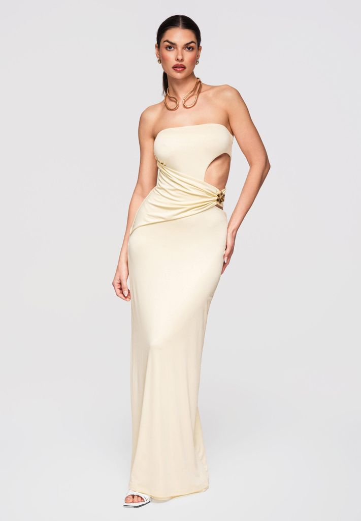 LARICA Maxikleid Abendkleid figurbetont elegant LA-OM-DLR316 ecru M