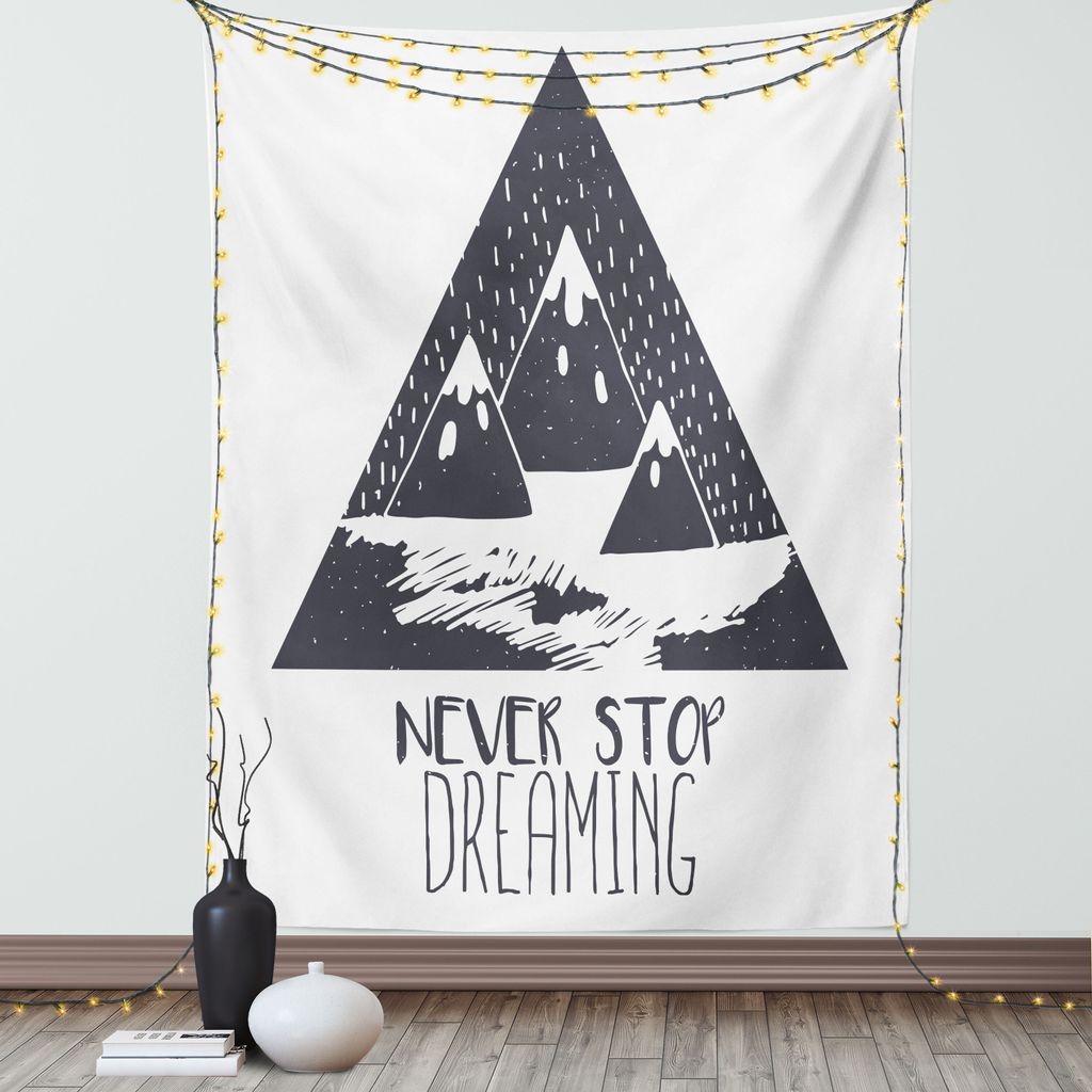 ABAKUHAUS Sprichwort Wandteppich, Grungy Vintage Motivierend Schnee Berg Übersteigt Illustration Mit Blizzard Effekten, Wohnzimmer Schlafzimmer Se...