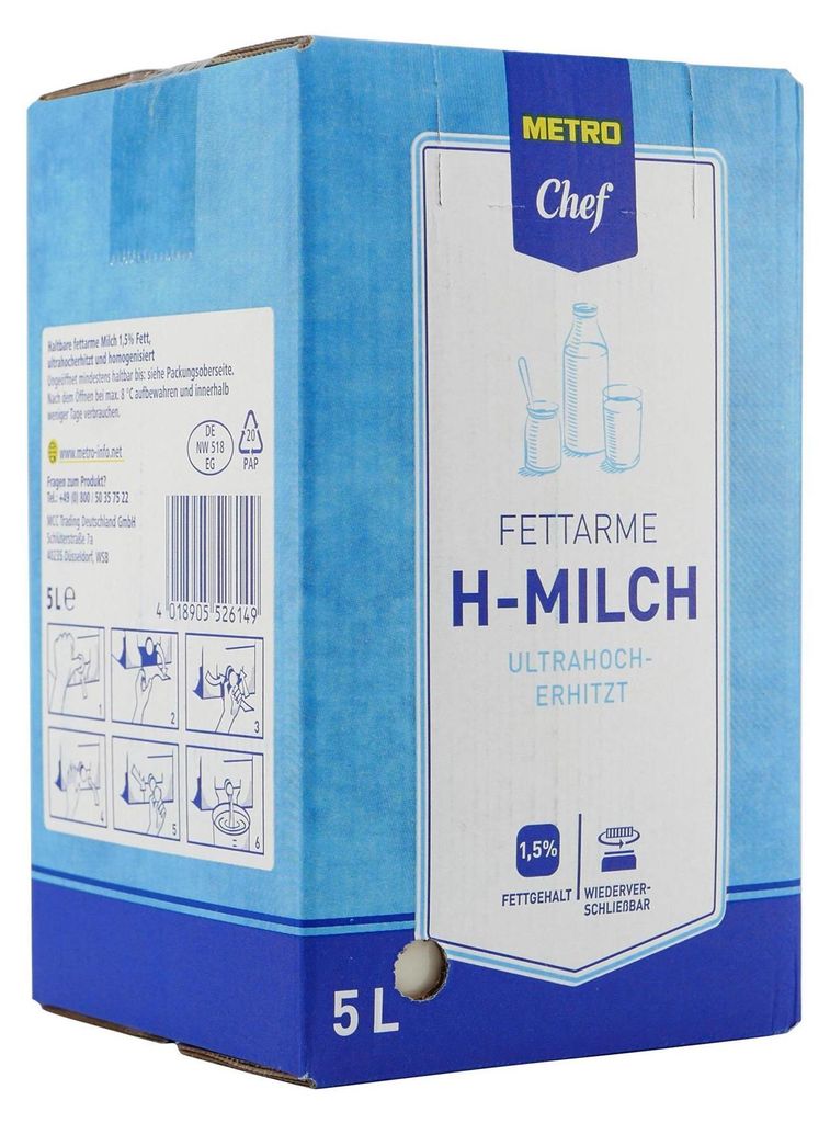 M.C. Fettarme haltbare Milch 1,5% Fett BIB 5L Produktbild 