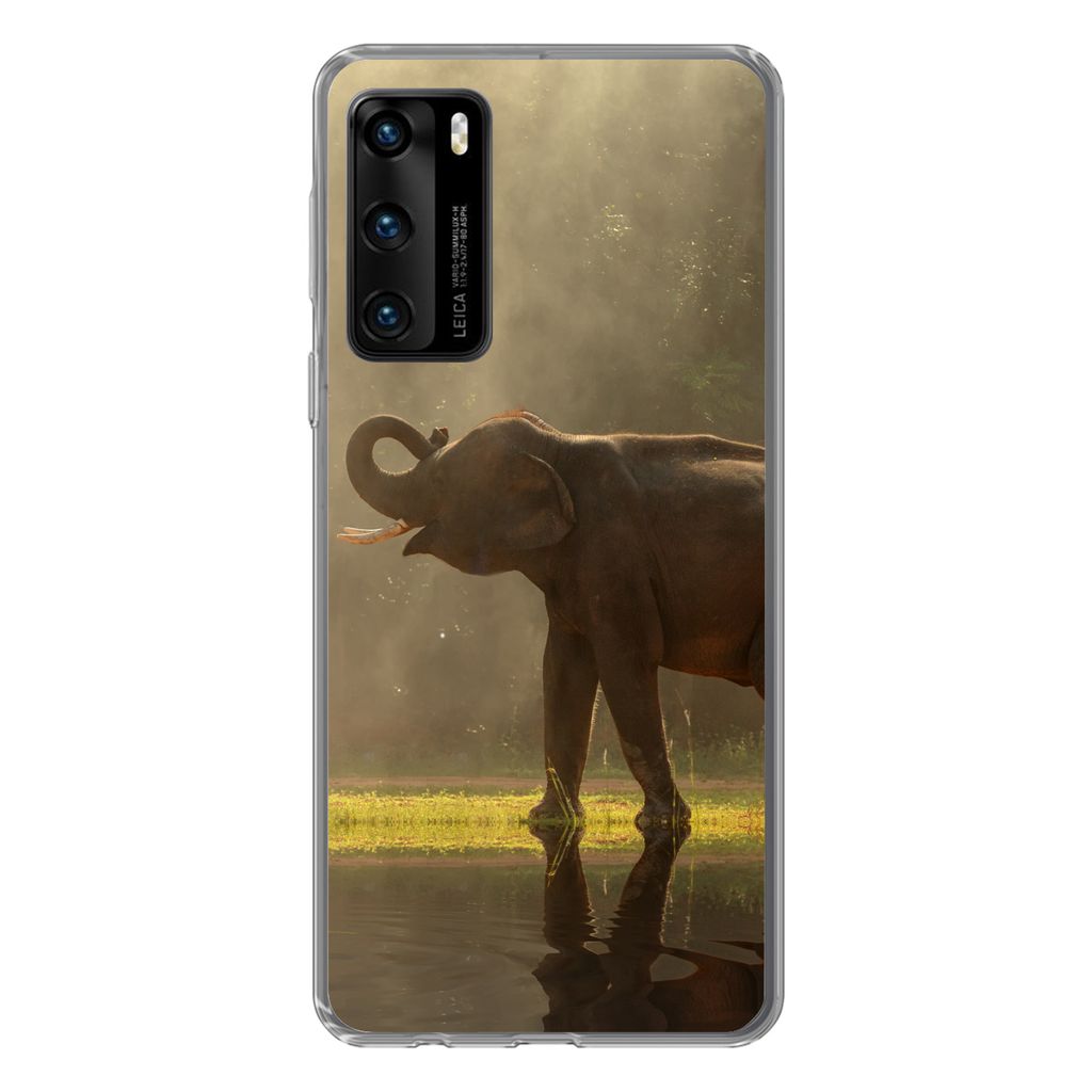 MuchoWow Handyhülle Schutzhülle Hülle für Huawei P40 Elefant - Wasser - Tiere - Natur Silikon Softcase Handy Hülle - Handytasche
