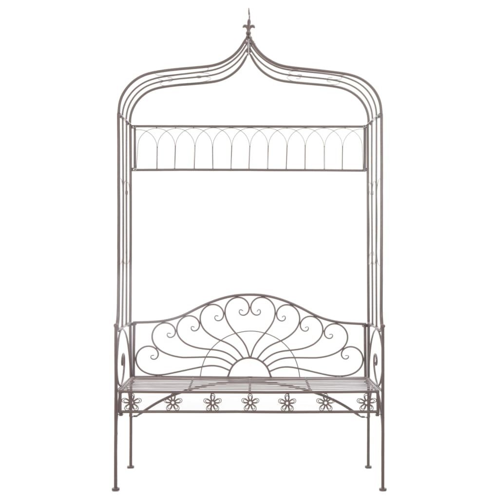 Panchina da giardino 122 cm in ferro marrone antico Immagine del prodotto 