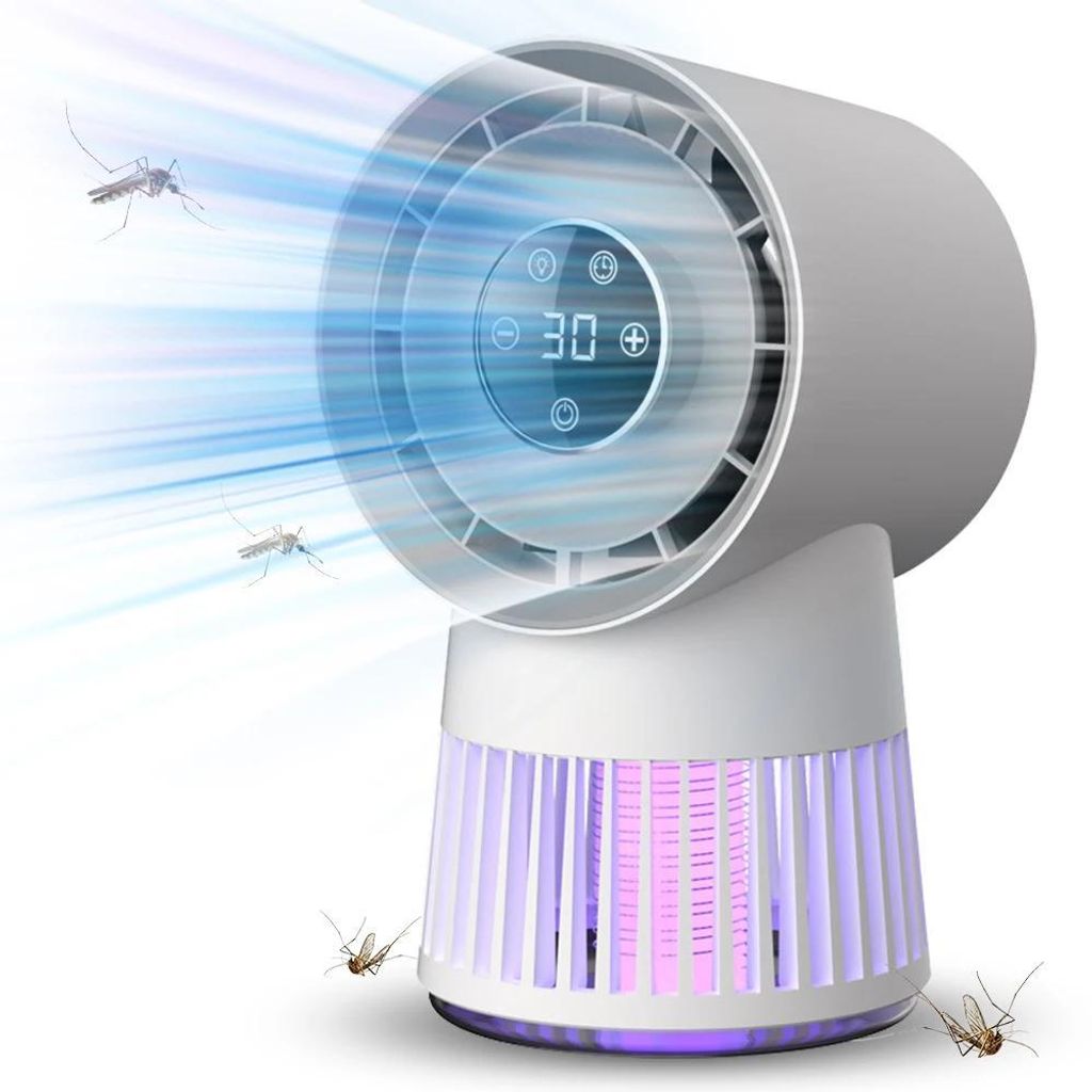 2 in 1 Insektenvernichter mit Camping-Lüfter, Mückenlampe USB Rechargeable mit LED Licht,8-Stunden-Timer, 20 Gänge