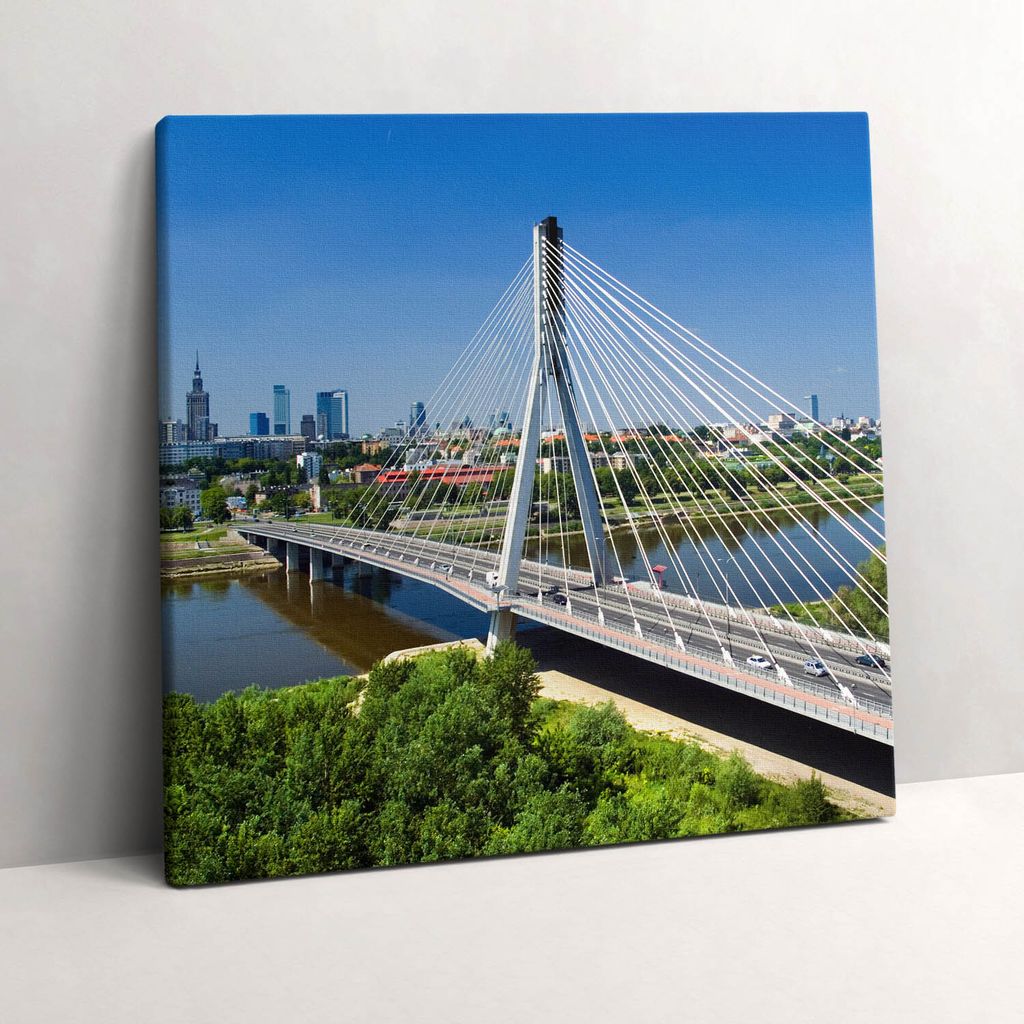 Bridge in Warsaw on the Vistula River – Leinwandbild Wandbild – 60x60 cm – Leinwandbilder – Wandbilder – Schlafzimmer – Flur