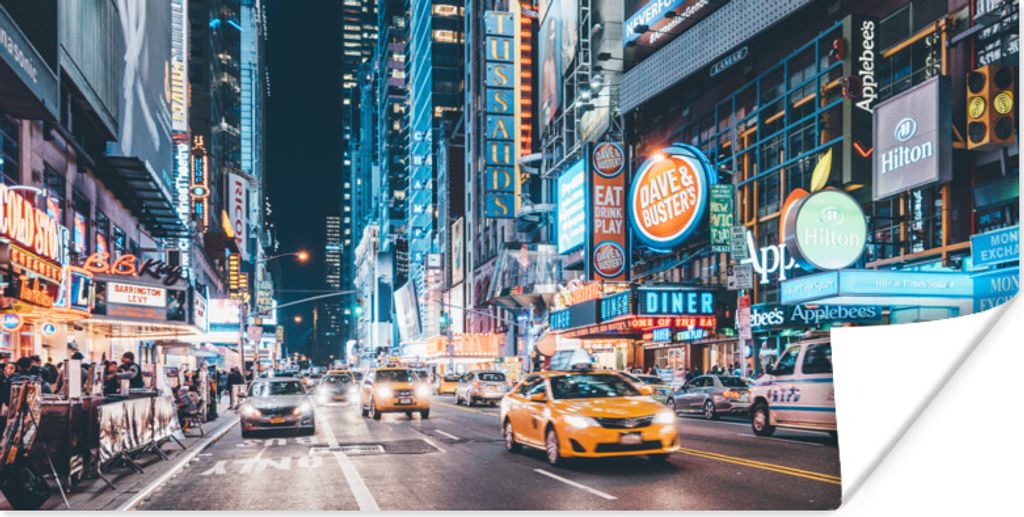 MuchoWow Poster New York - Taxi - Times Square 120x60 cm - Bild
