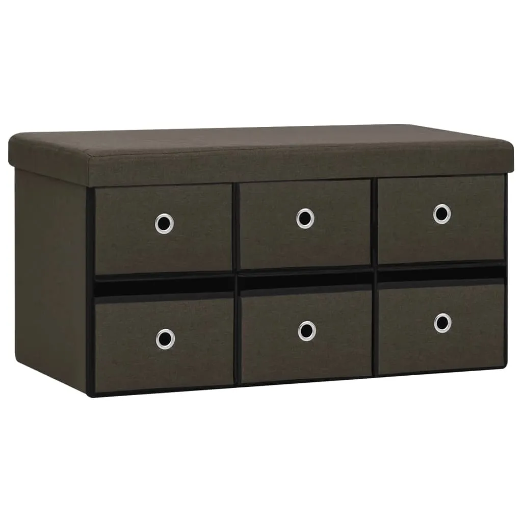 Banc d'entrée avec rangement chaussures pliable brun foncé aspect lin