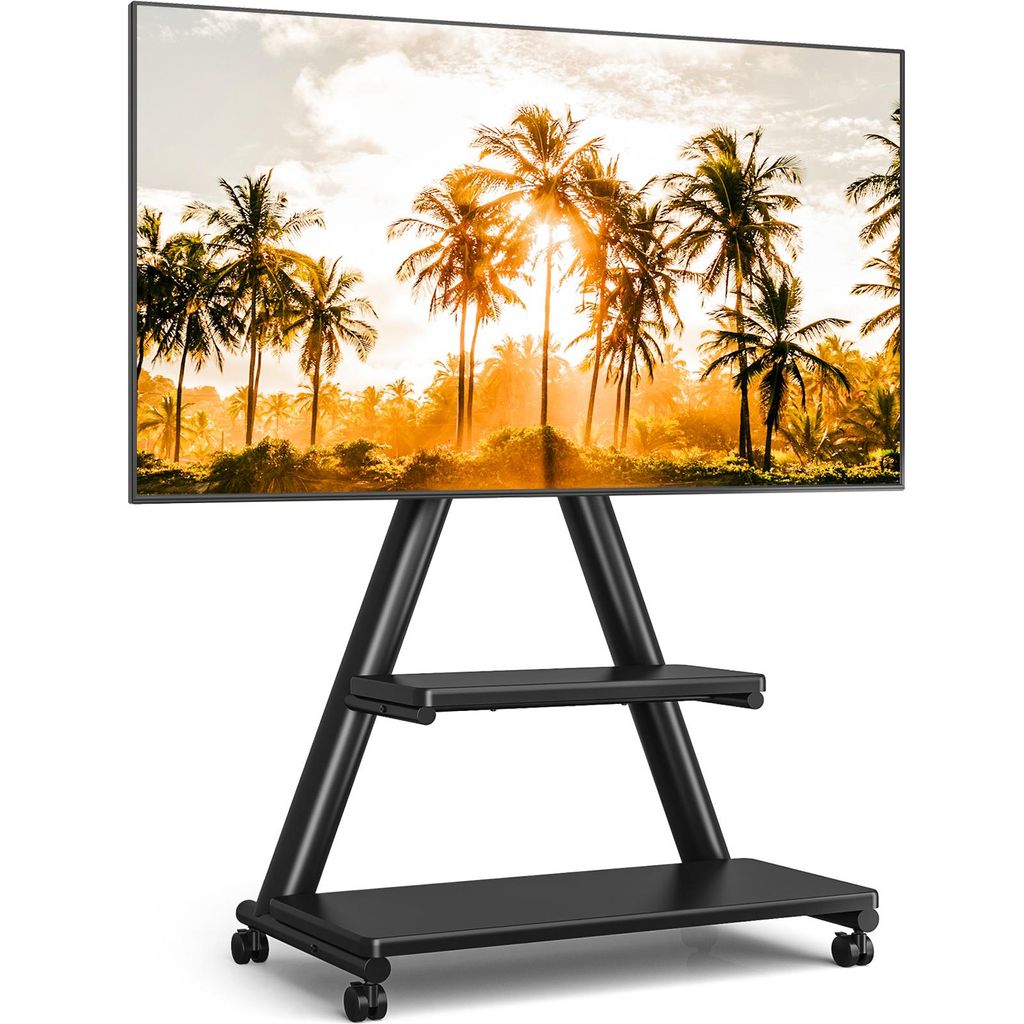 TVON Schwarzer Rollständer für Fernseher Höhenverstellbar für 32-80 Zoll Fernseher bis zu 68 KG Max. VESA 600 * 400