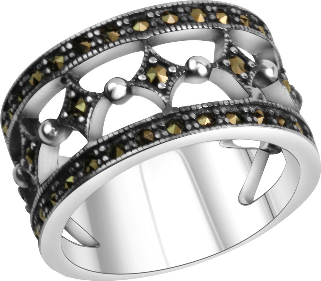 Zeeme Gemstones Ring 925/- Sterling Silber schwarz 056 (17,8) Markasit schwarz 360271745