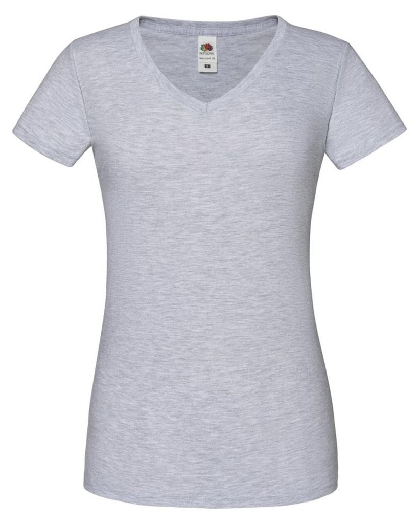 Fruit of the Loom - "Iconic" T-Shirt V-Ausschnitt für Damen FK2428 (L) (Grau meliert)