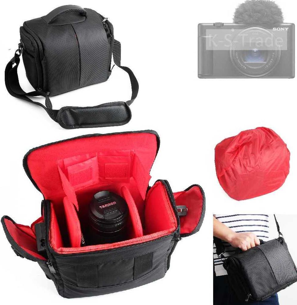 K-S-Trade Kompatibel mit Sony ZV 1 ll Kameratasche Fototasche Schultertasche Zubehör Tasche einteilbare Trennwänden für Systemkamera, DSLR DSLM