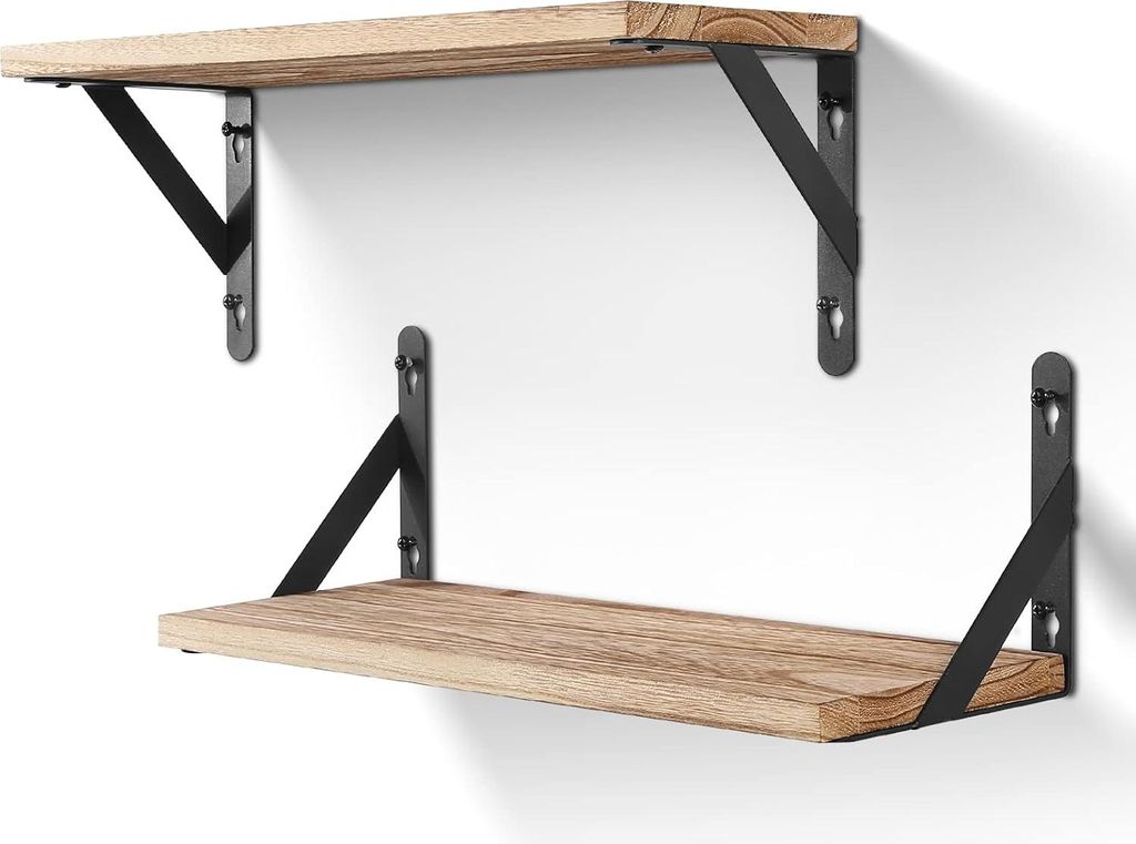 2-teiliges Set Holz-Wandregale - dekorative Regale für Wände mit einer Tiefe von 15 cm und einer Länge von 425 cm, geeignet für Wohnzimmer, Sch...