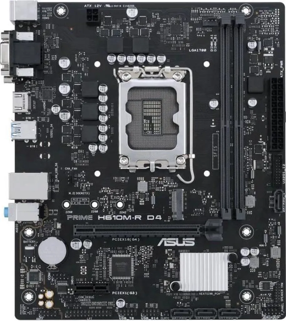 Scheda madre ASUS PRIME H610M-R D4, Intel H610, LGA 1700, DDR4, Micro ATX, 64 GB di RAM