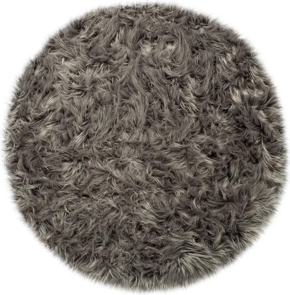 Hochflor Teppich Shaggy waschmaschinenwaschbar Einfarbig Schlafzimmer schmutzabweisend Anthrazit Rund 90D | 100% Polyester | Florhöhe: 60 mm