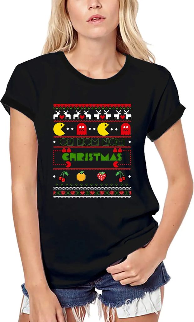 Damen Grafik T-Shirt aus Biobaumwolle On nom nom weihnachten - videospiele gamer girl – On Nom Nom Christmas - Video Games Gamer Girl