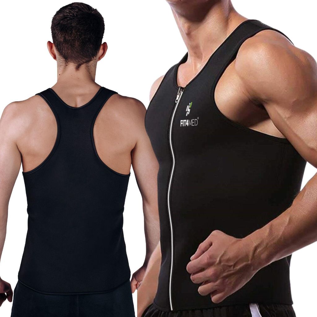 FIT4MED | Neopren- shirt - Schwarz - Größe M - Reißverschluss - Reflektierende Elemente