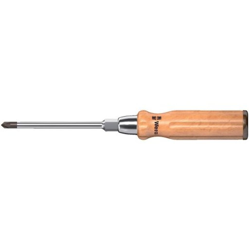 Kreuzschlitzschraubendr.PZD 1 Klingen-L.90mm rd.6KT-Schlüsselhilfe Holzgriff