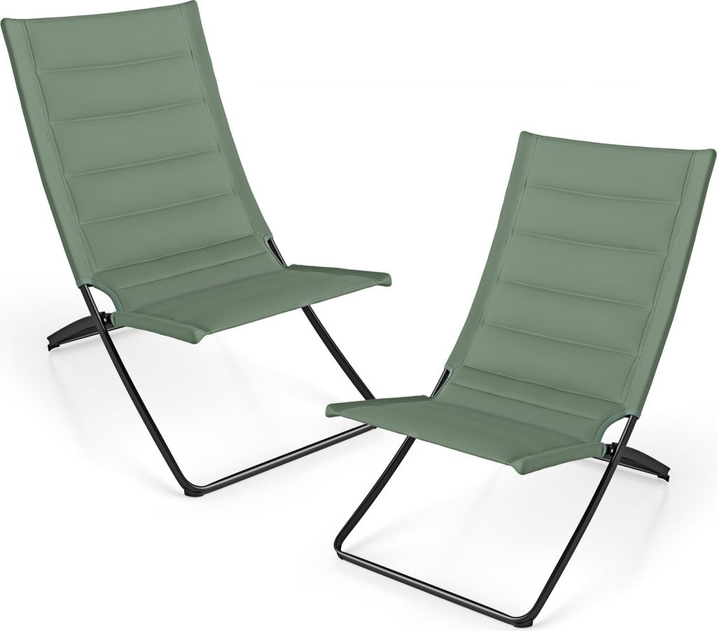 KOMFOTTEU 2er Set Strandstühle klappbar, Campingstühle mit gepolsterten Rückenlehnen & Sitzen, Liegestuhl mit Metallrahmen, Belastung 150 kg, Kl...