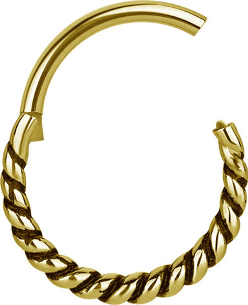 Karisma Edelstahl Hinged 1,2 mm Scharnier Segment Ring Twisted Rope Ohrring Nase Durchmesser 10mm Farbe Gold