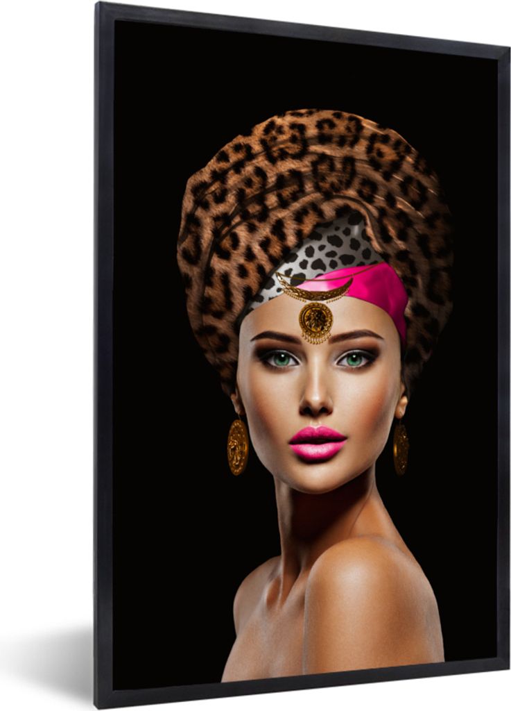 MuchoWow MuchoWow Gerahmtes Poster Frau - Bunt - Accessoires 20x30 cm - Poster mit zchwarzem Bilderrahmen - Drucken - Bilder Poster im Rahmen