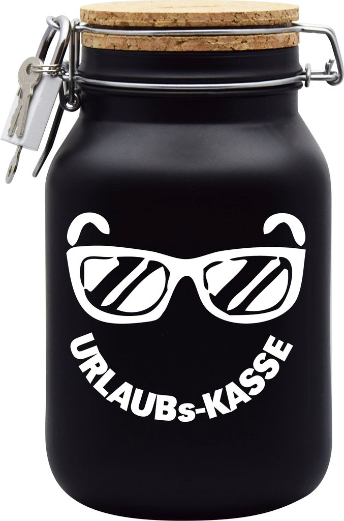 Spardose Geld Geschenk Ideen Urlaubs Kasse Schwarz Größe Produktbild 