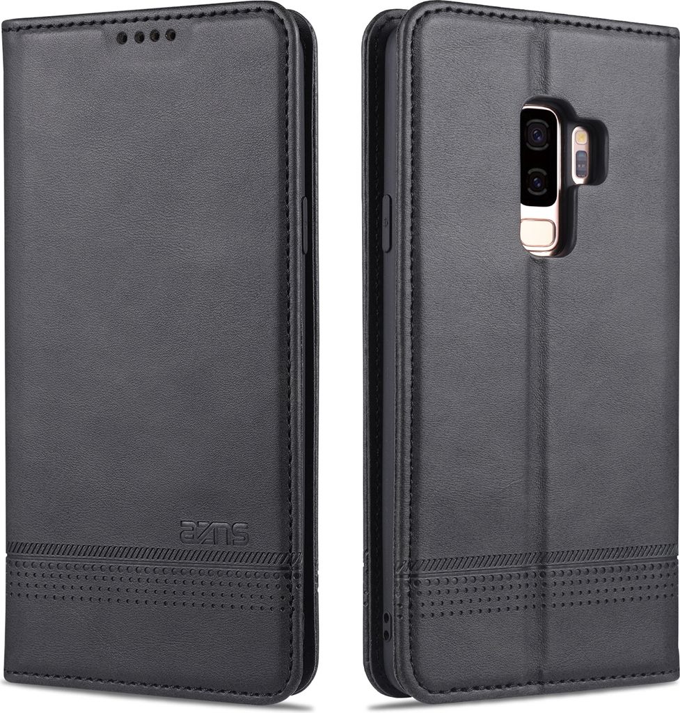 LaimTop LederHülle für Samsung S9, Klapphüllen Brieftasche Magnetverschluss Ständer Schutzhülle für Samsung Galaxy S9 Schwarz