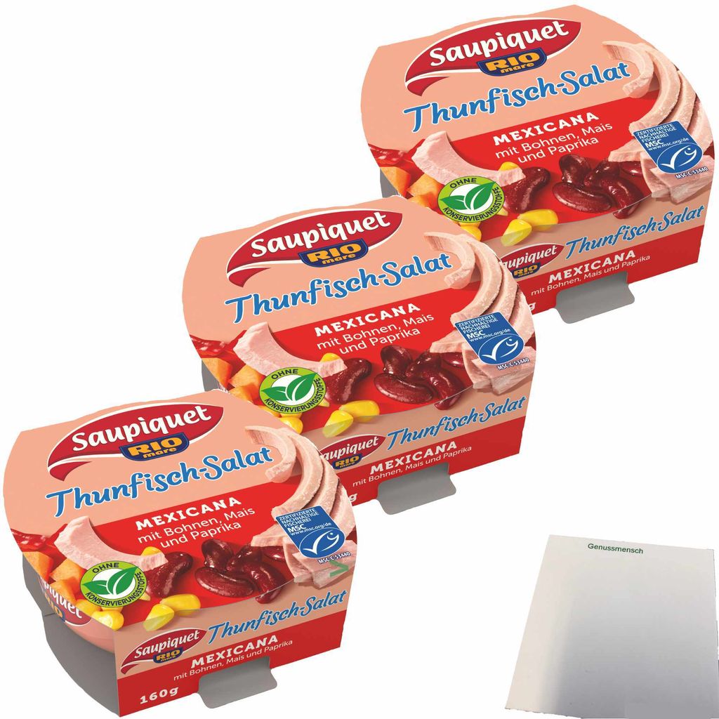 Saupiquet Thunfisch Salat Mexicana 3er Pack (3x160g Dose) + usy Block