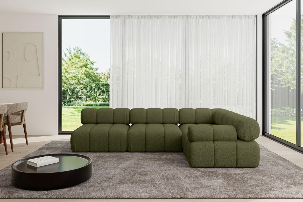 ALTDECOR Modulares Sofa Ecksofa in L-Form - Mende-L2 - 285x190x70 cm Grün Corner modular Sofa Eckcouch Couch Wohnlandschaft Cauchsofa Polstersofa