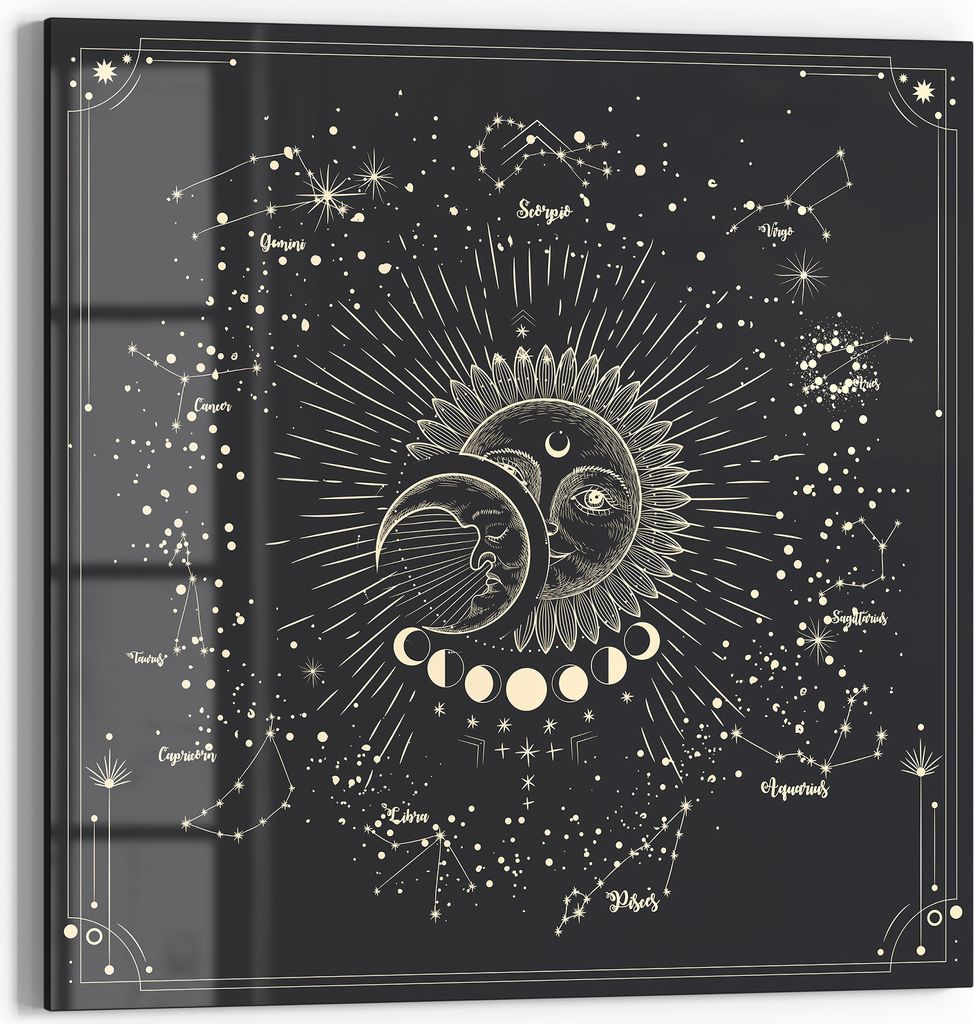 DEQORI Glasbild Echtglas 30x30 cm 'Poetisches Sternbild' Wandbild Bild modern Deko