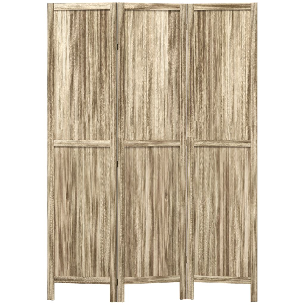 HOMCOM Paravent aus Paulownia-Holz, 3 Paneele, 120 x 170 cm, Raumteiler, faltbare Trennwand – Natur