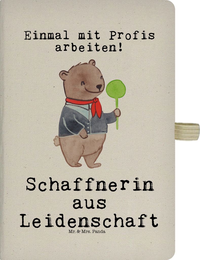 Mr. & Mrs. Panda Tagebuch Schaffnerin Leidenschaft - Transparent - Geschenk, Journal, Reisetagebuch, Skizzenbuch, notizbuch, A5 Heft