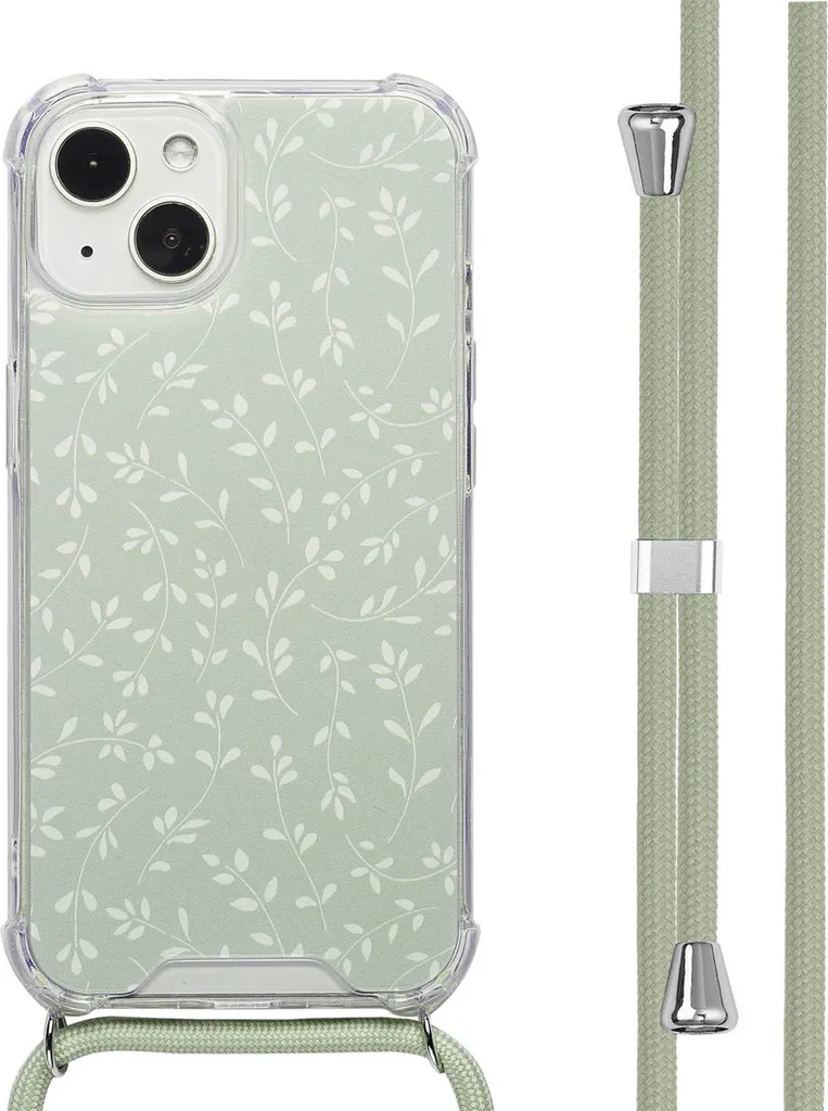 Cover iPhone 13 imoshion Flowers con Tracolla | Stile Smoke Green