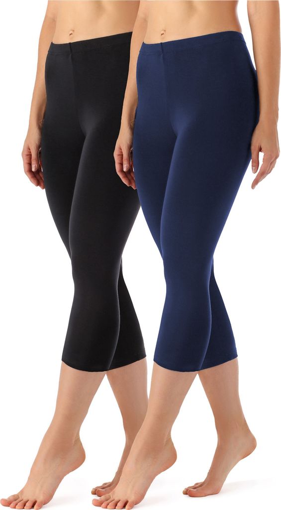 Merry Style Damen Leggings 3/4 aus Viskose 2 Pack MS10-144 (Schwarz/Navy, M)