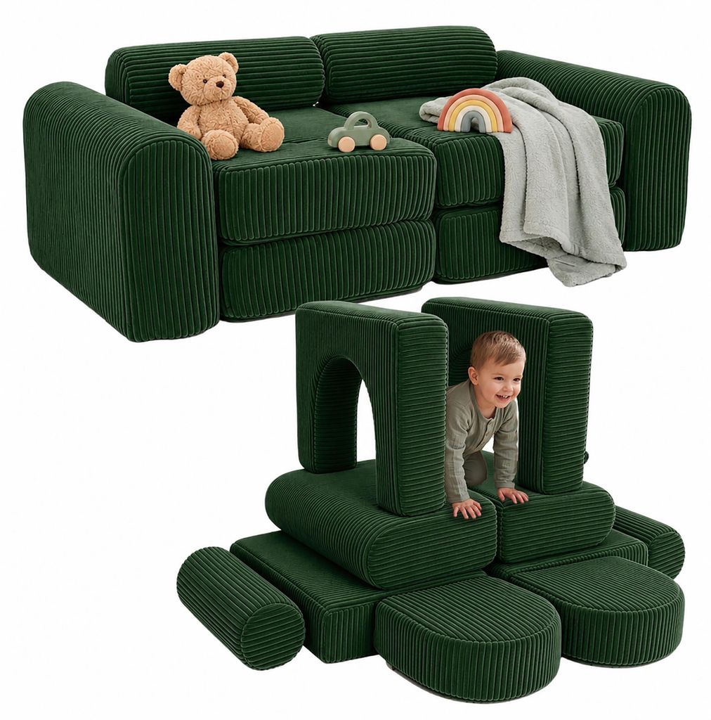 Relaxdays Kinder-Spielsofa, modular, 10-tlg., weiche Produktbild 