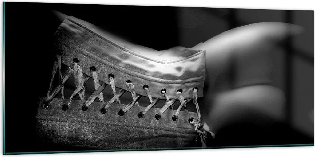 Bilder auf glas - Weiblicher Körper Leder Korsett Frau - 120x50cm - Glasbilder - Wandbilder - Kunstdruck - Wanddekoration aus Glas - Glas Bilder -...